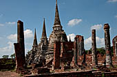 Ayutthaya, Thailand. Wat Phra Si Sanphet, ruins of the eastern viharn, known as Viharn Luang (the Grand Hall). 